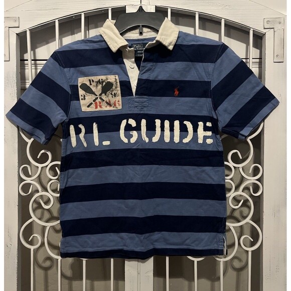 90s Vintage Polo Ralph Lauren Striped Rugby Polo Size 10/12 large Preppy Pony - Picture 1 of 8